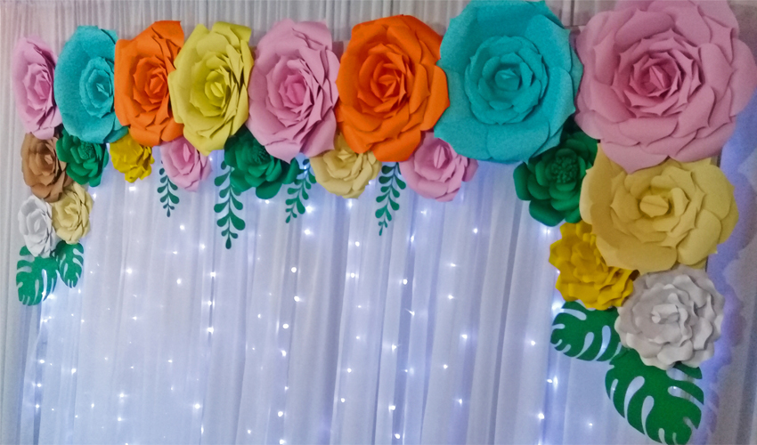 Painel de Flores Como Fazer Com Flores Gigantes de Papel Cortinas Led