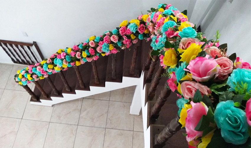 Como Decorar Escada Corrimão Com Flores Para Casamento Eventos